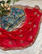 Load image into Gallery viewer, Groovy Party Wear Soft Satin Silk Embroidery n Sequence Work Fancy Designer Saree With Stitched Blouse Piece
