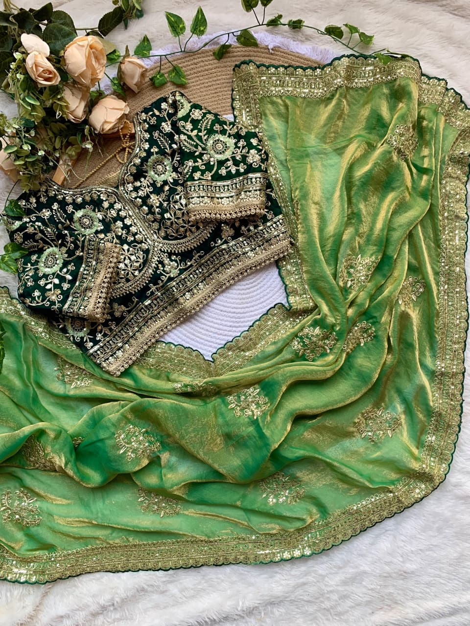 Groovy Party Wear Soft Satin Silk Embroidery n Sequence Work Fancy Designer Saree With Stitched Blouse Piece