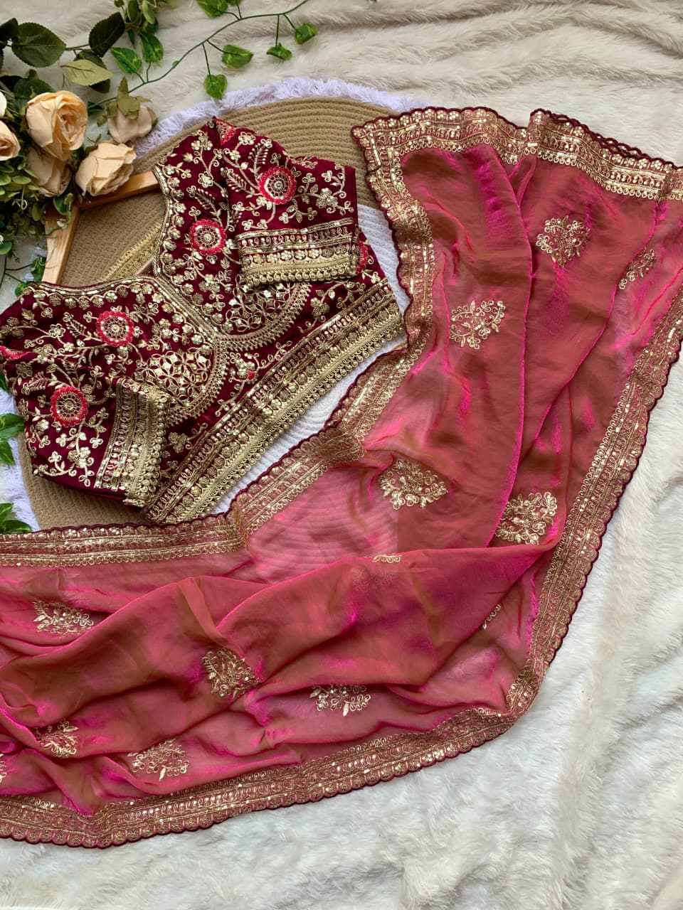 Groovy Party Wear Soft Satin Silk Embroidery n Sequence Work Fancy Designer Saree With Stitched Blouse Piece