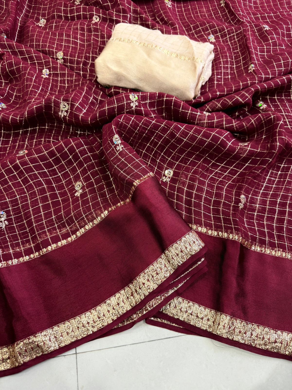 Regal Wedding Wear Viscose Georgette Sequence Work Fancy Designer Saree With Blissful Blouse Piece
