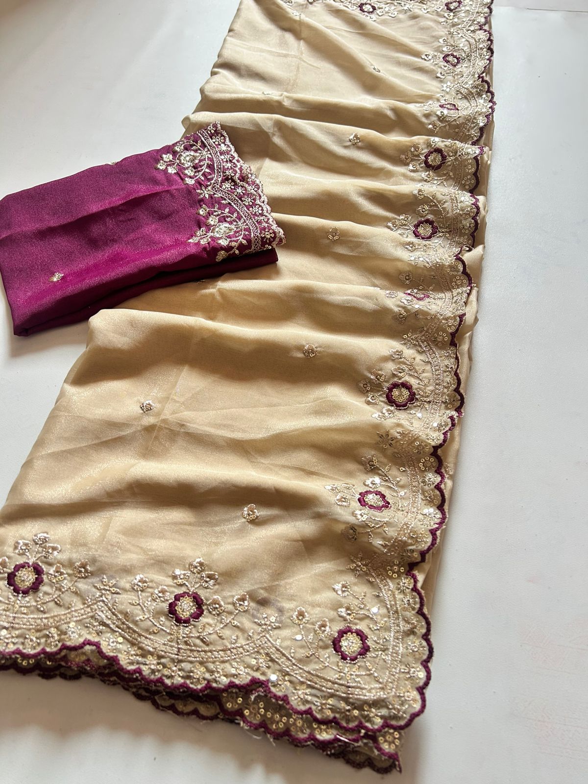 Demanding Festive Wear Soft Silk Sequence n Cut Work Border Fancy Designer Saree With Contrast Blouse Piece