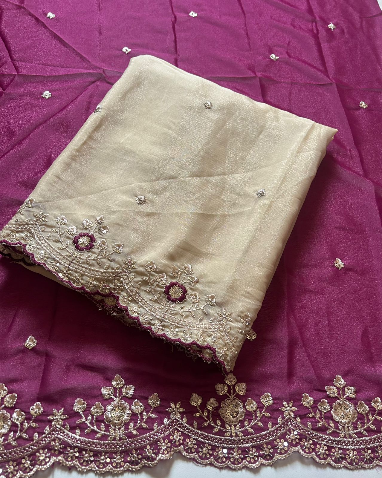 Demanding Festive Wear Soft Silk Sequence n Cut Work Border Fancy Designer Saree With Contrast Blouse Piece