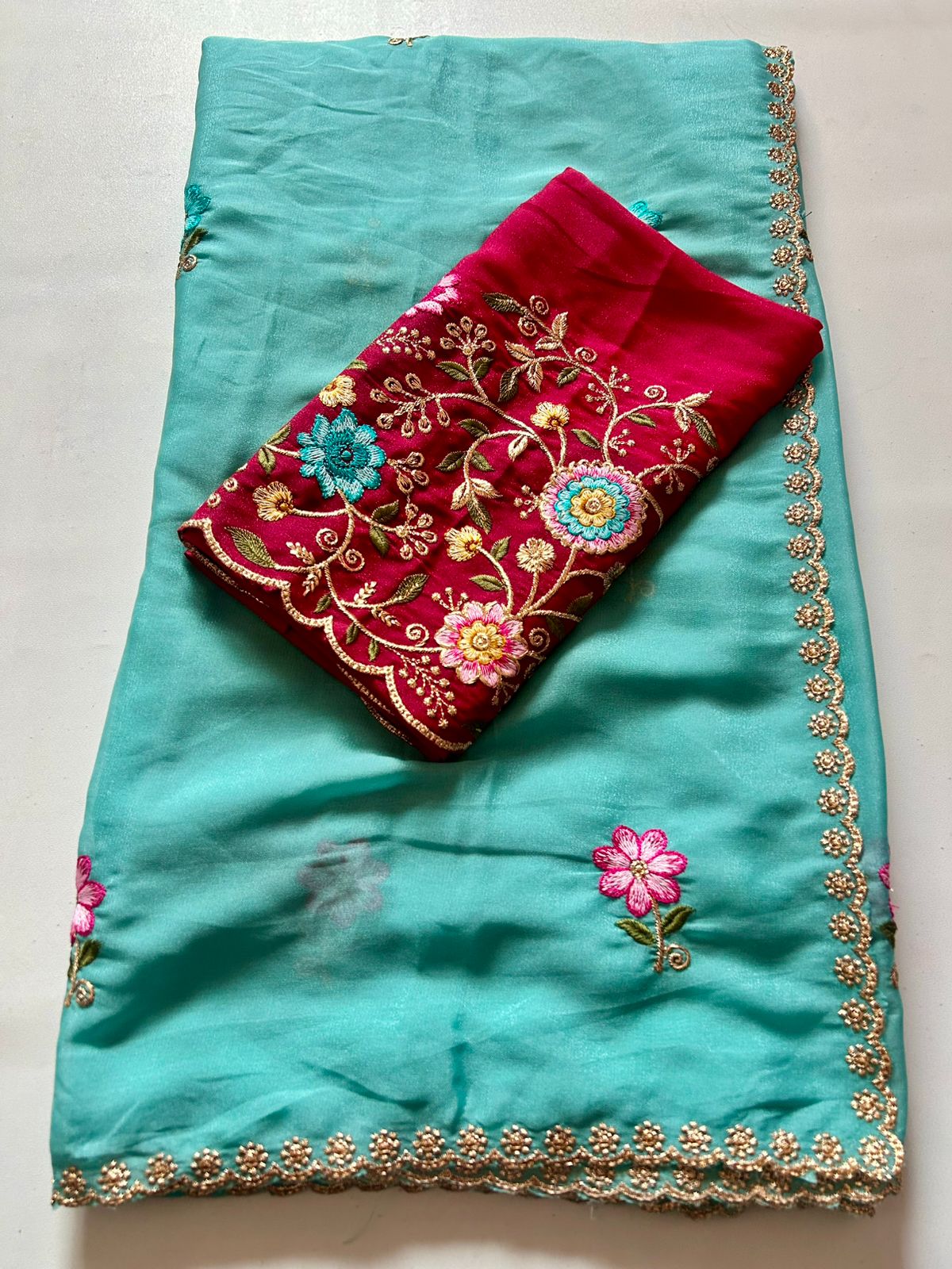 Charming Festive Wear Silk Georgette Embroidery n Sequence Flower Butti Work Fancy Designer Saree
