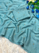 Load image into Gallery viewer, Glossy Festive Wear Crush Silk Butti n Handwork Fancy Designer Saree With Blouse Piece
