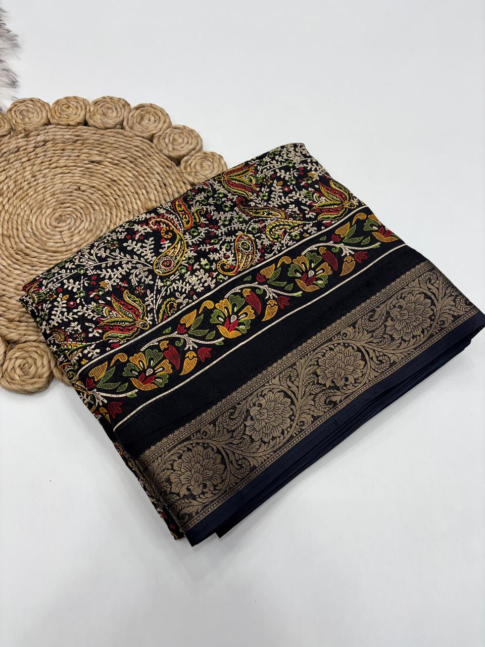 Delightful Function Wear Pure Soft Silk Jacquard Border Print Fancy Designer Saree With Blouse Piece
