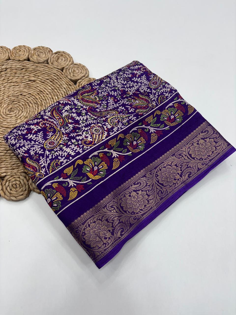 Delightful Function Wear Pure Soft Silk Jacquard Border Print Fancy Designer Saree With Blouse Piece