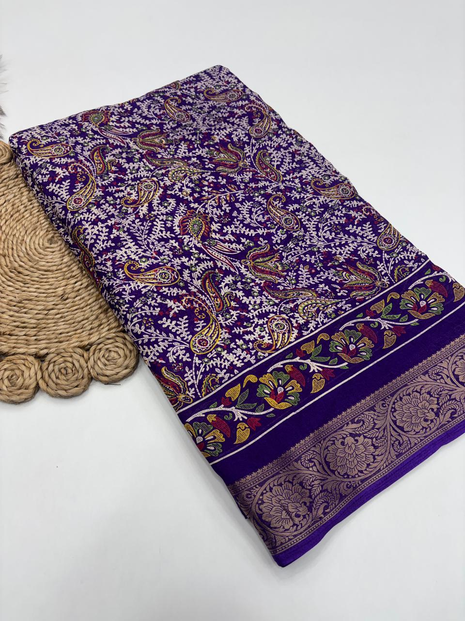Delightful Function Wear Pure Soft Silk Jacquard Border Print Fancy Designer Saree With Blouse Piece