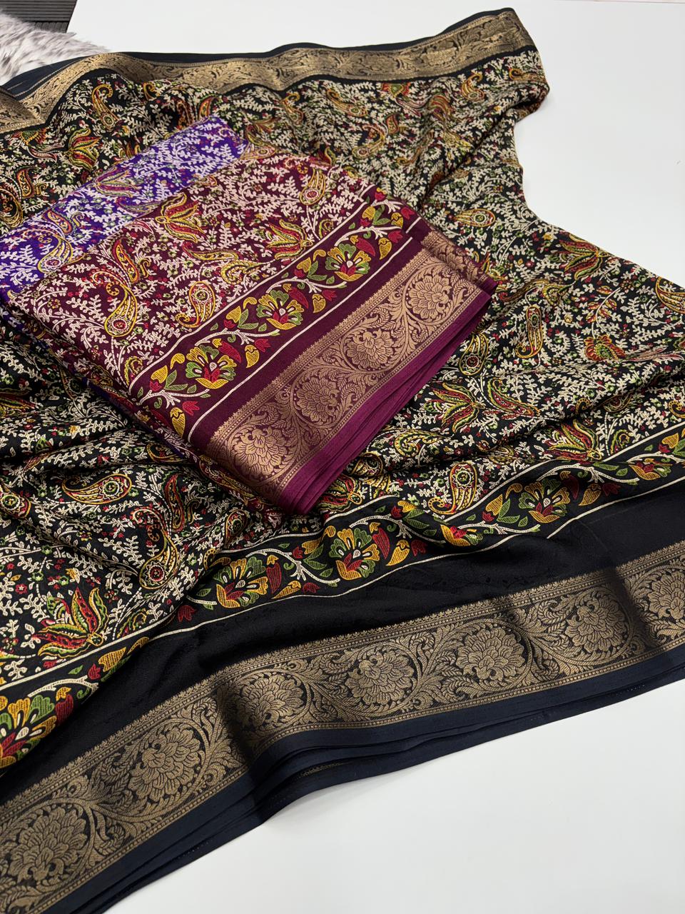 Delightful Function Wear Pure Soft Silk Jacquard Border Print Fancy Designer Saree With Blouse Piece