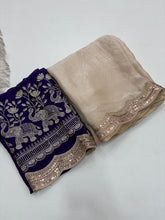 Load image into Gallery viewer, Imaginative Party Wear Pure Soft Silk Embroidery n Lace Work Designer Saree With Contrast Blouse Piece
