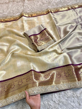 Load image into Gallery viewer, Latest Festive Wear Banarasi Tissue Silk Jacquard n Mirror lace Work Fancy Designer Saree For Occasion
