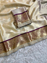 Load image into Gallery viewer, Latest Festive Wear Banarasi Tissue Silk Jacquard n Mirror lace Work Fancy Designer Saree For Occasion
