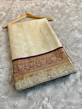 Load image into Gallery viewer, Latest Festive Wear Banarasi Tissue Silk Jacquard n Mirror lace Work Fancy Designer Saree For Occasion
