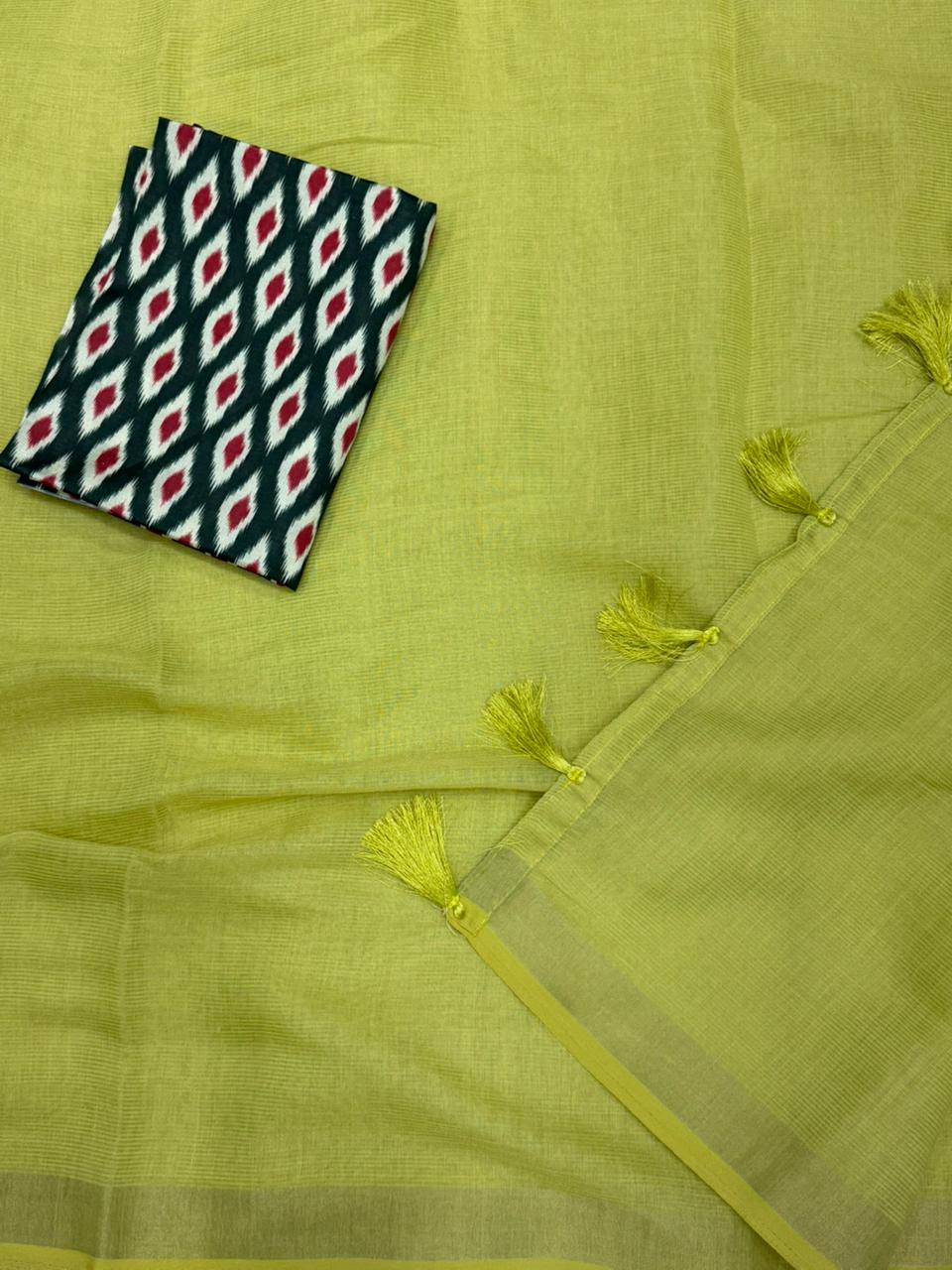 Confounding Function Wear Pure Cotton Silk Latkan Designer Saree With Unstitched Blouse for Women
