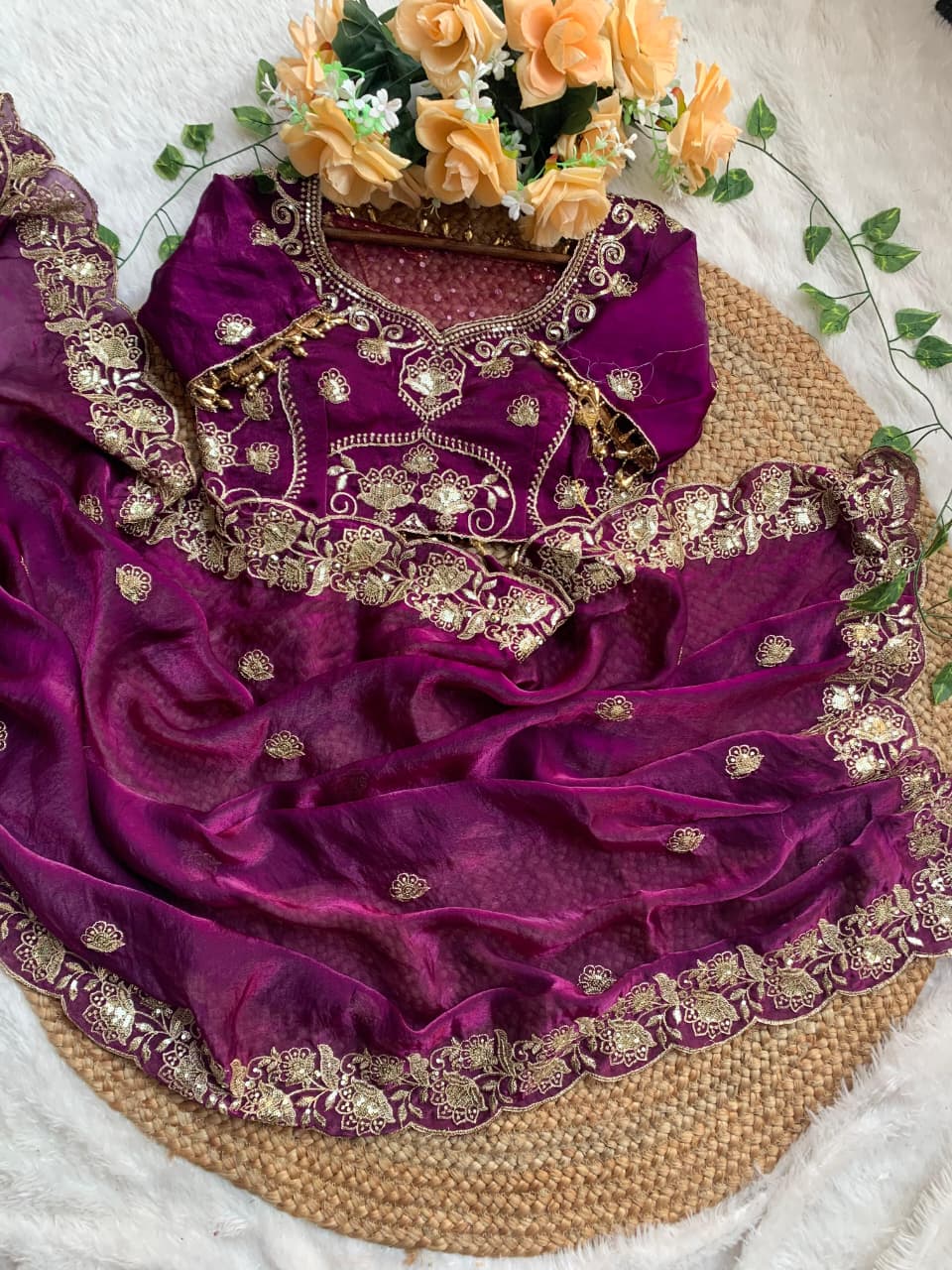 Splendorous Wedding  Wear Silk Heavy Embroidery n Sequence Work Fancy Designer Saree With Stitched Blouse