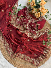 Load image into Gallery viewer, Splendorous Wedding  Wear Silk Heavy Embroidery n Sequence Work Fancy Designer Saree With Stitched Blouse
