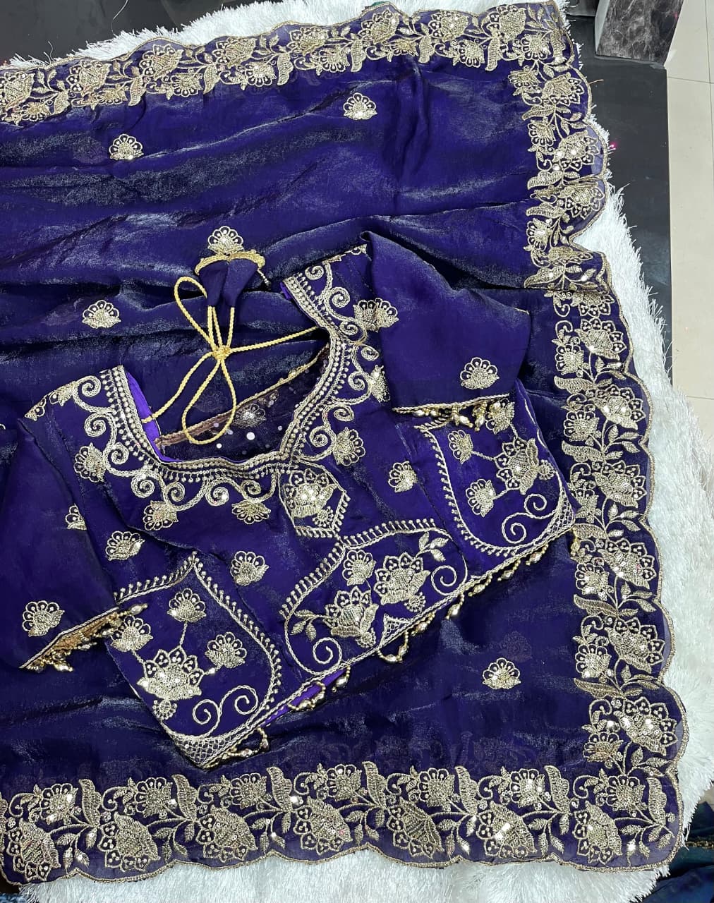 Splendorous Wedding  Wear Silk Heavy Embroidery n Sequence Work Fancy Designer Saree With Stitched Blouse