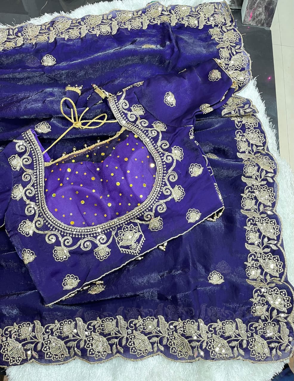 Splendorous Wedding  Wear Silk Heavy Embroidery n Sequence Work Fancy Designer Saree With Stitched Blouse