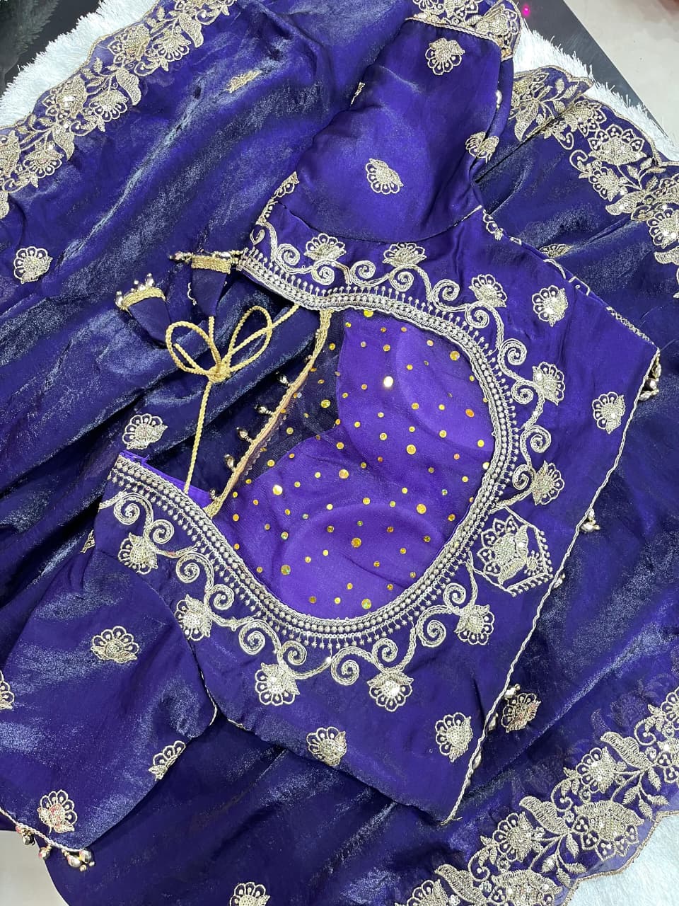 Splendorous Wedding  Wear Silk Heavy Embroidery n Sequence Work Fancy Designer Saree With Stitched Blouse