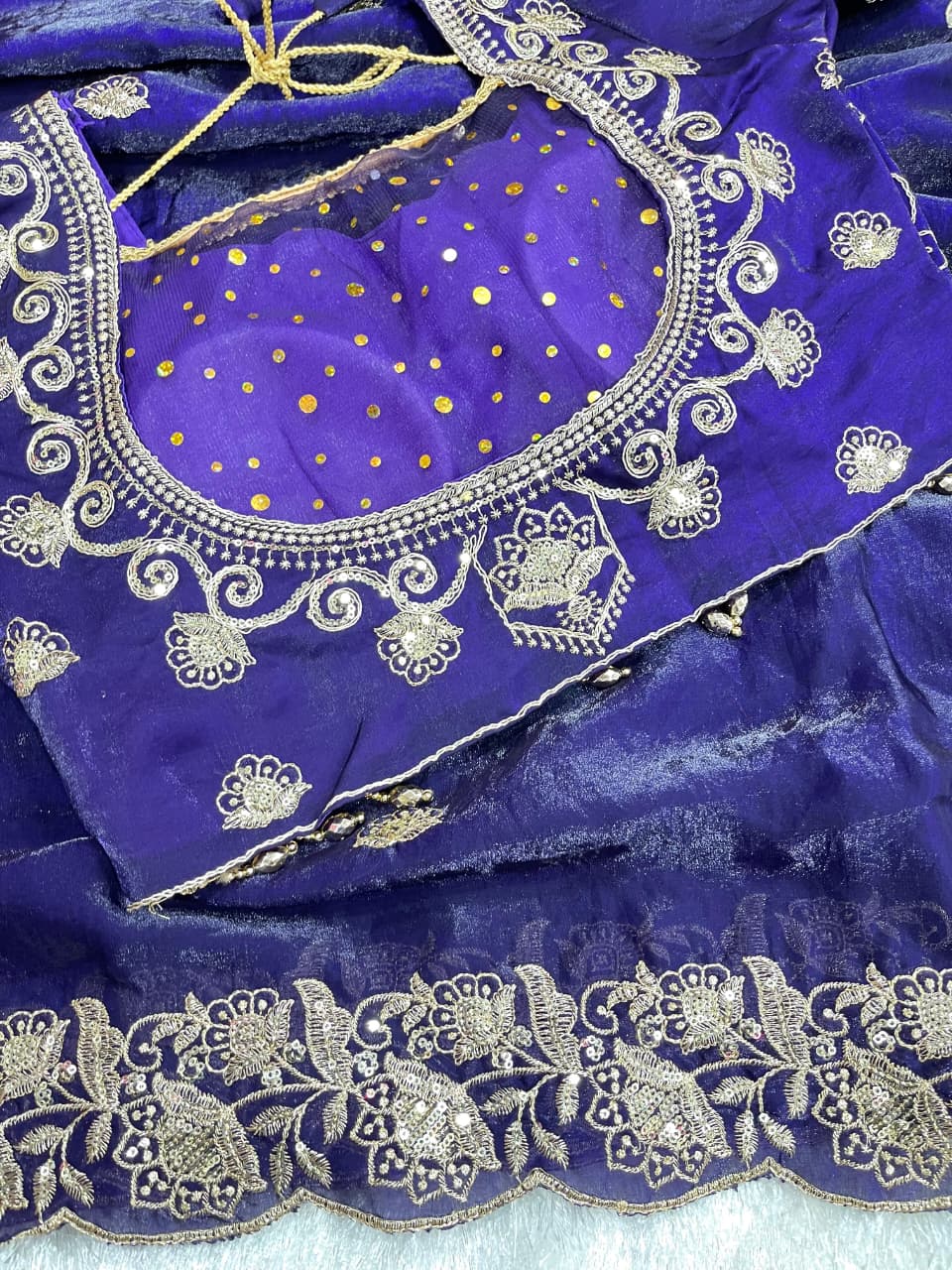 Splendorous Wedding  Wear Silk Heavy Embroidery n Sequence Work Fancy Designer Saree With Stitched Blouse