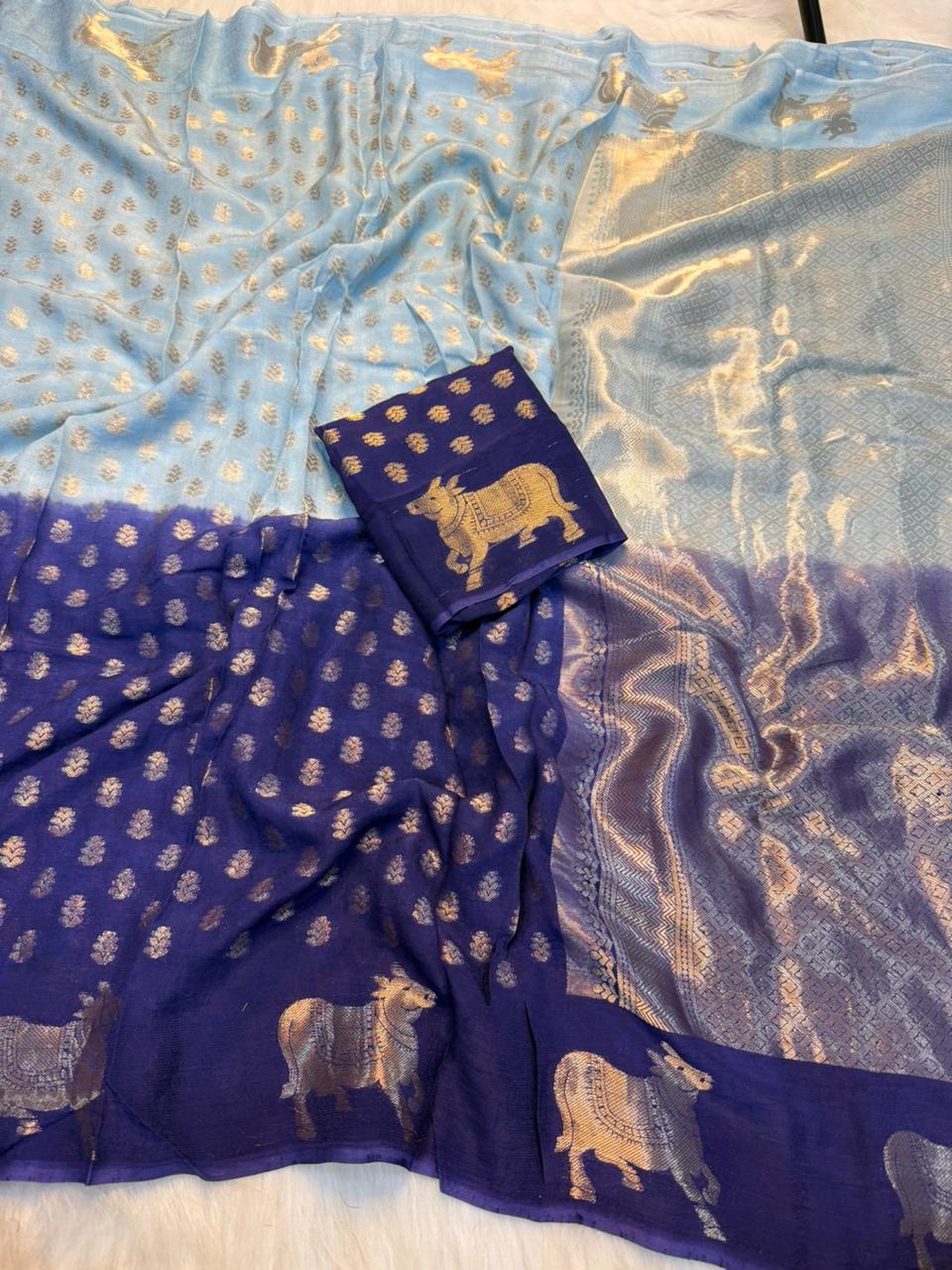 Magnetic Party Wear Pure Viscose Silk Jacquard Weaving Work Rich Pallu Fancy Designer Saree With Blouse Piece