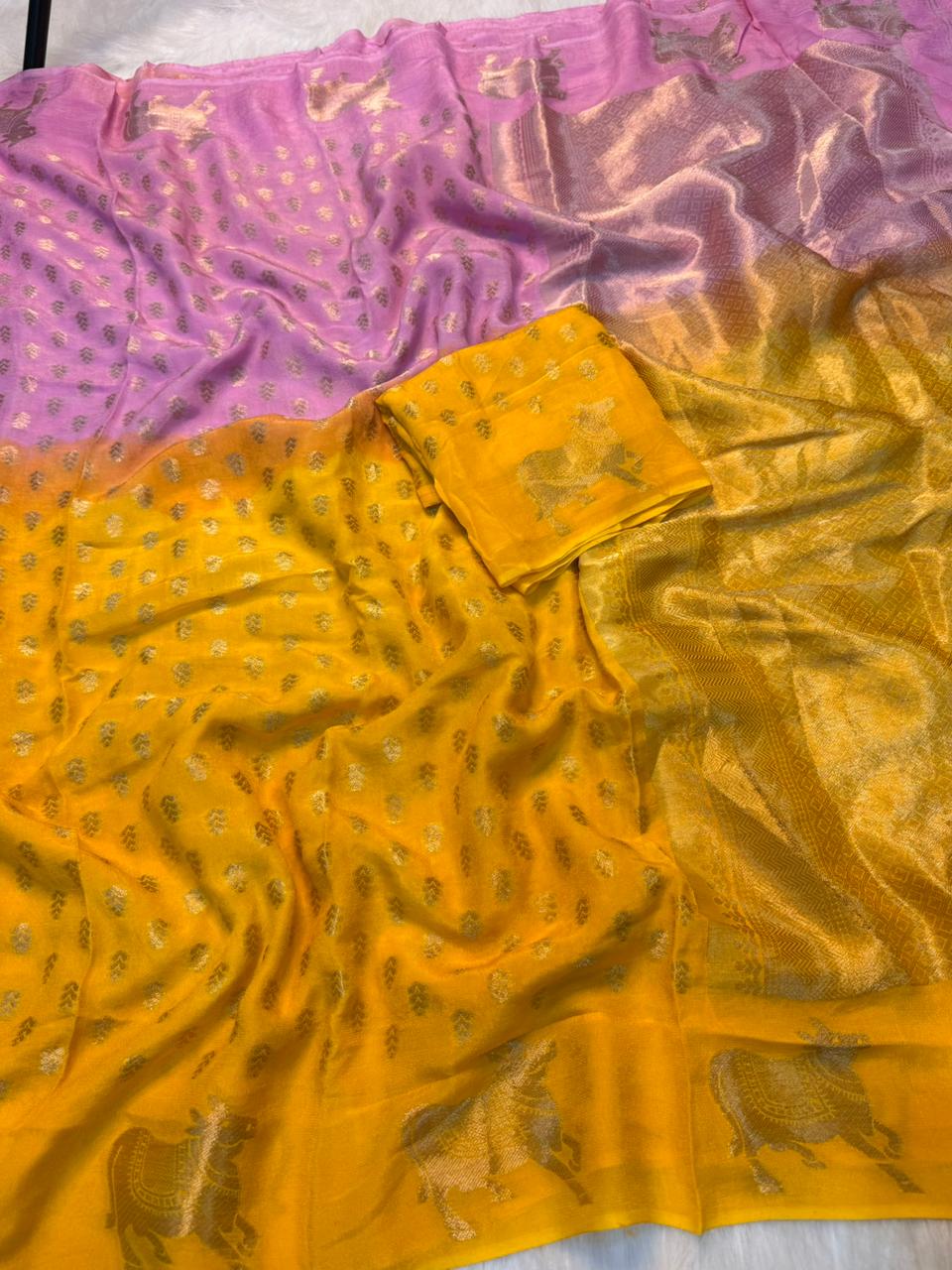 Magnetic Party Wear Pure Viscose Silk Jacquard Weaving Work Rich Pallu Fancy Designer Saree With Blouse Piece