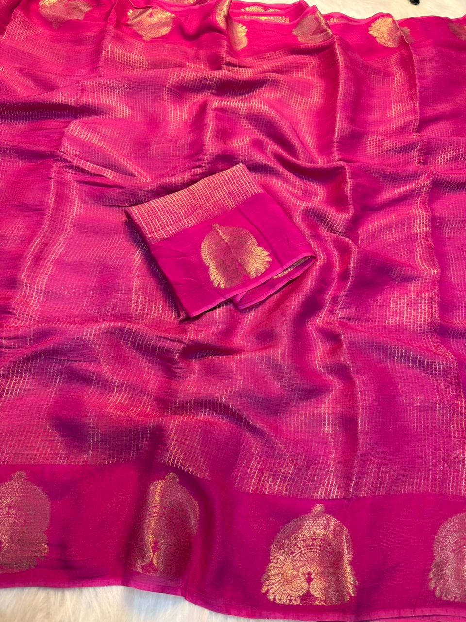 Traditional Party Wear Viscose Georgette Jacquard Weaving Work Fancy Designer Saree With Blouse