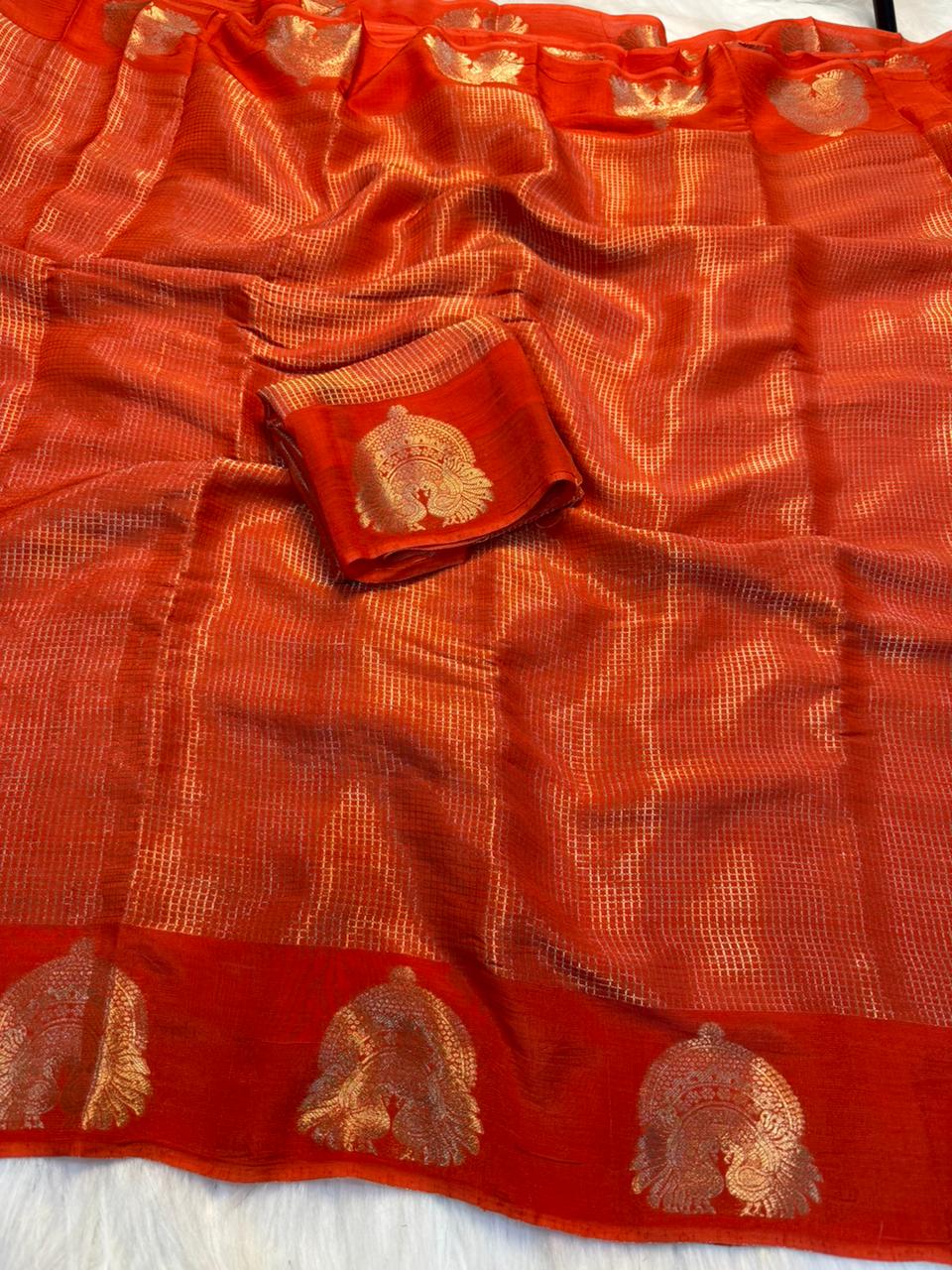 Traditional Party Wear Viscose Georgette Jacquard Weaving Work Fancy Designer Saree With Blouse