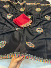 Load image into Gallery viewer, Regal Function Wear Georgette Embroidery Work Designer Saree With Contrast Blouse Piece
