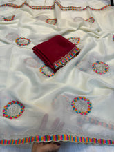 Load image into Gallery viewer, Regal Function Wear Georgette Embroidery Work Designer Saree With Contrast Blouse Piece
