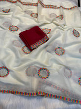 Load image into Gallery viewer, Regal Function Wear Georgette Embroidery Work Designer Saree With Contrast Blouse Piece
