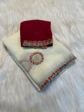 Load image into Gallery viewer, Regal Function Wear Georgette Embroidery Work Designer Saree With Contrast Blouse Piece
