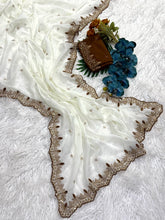 Load image into Gallery viewer, Whimsical Party Wear Georgette Zari n Sequence Work Border Fancy Designer Saree With Contrast Blouse Piece
