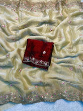 Load image into Gallery viewer, Exquisite Party Wear Pure Silk Embroidery Sequence n Multi Thread Work Fancy Saree With Matching Blouse
