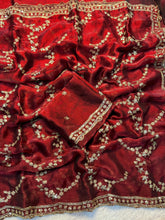 Load image into Gallery viewer, Blooming Function Wear Silk Handwork Fancy Designer Saree With Elegant Blouse Piece
