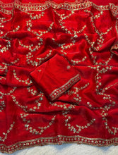 Load image into Gallery viewer, Blooming Function Wear Silk Handwork Fancy Designer Saree With Elegant Blouse Piece
