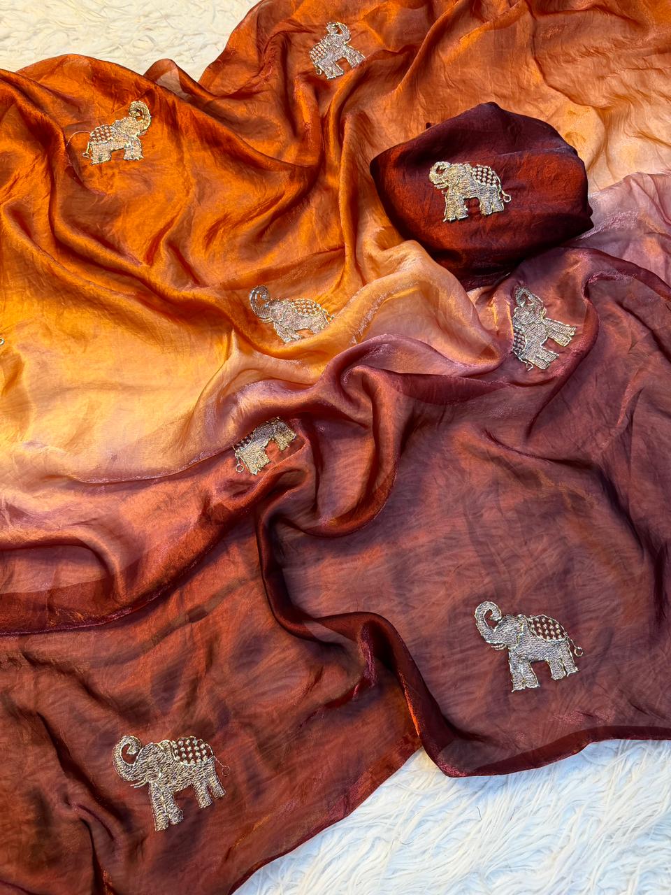 Charming Festive Wear Pure Soft Silk Sequence n Zari Work Fancy Designer Saree With Matching Blouse Piece