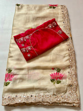 Load image into Gallery viewer, Divine Function Wear Rangoli Silk Embroidery n Mirror Work Fancy Designer Saree  With Contrast Blouse
