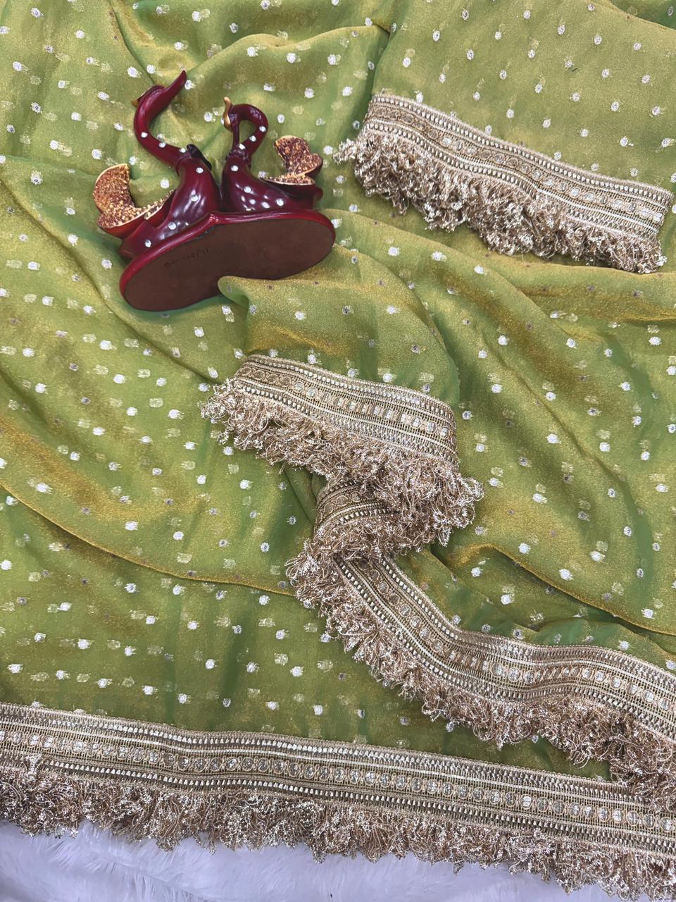 Alverina Wedding Wear Silk Jacquard Butti n Heavy Lace Work Fancy Designer Saree For Women