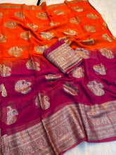 Load image into Gallery viewer, Mellifluous Function Wear Double Shaded Viscose Georgette Jari Work Fancy Saree With Blouse Piece

