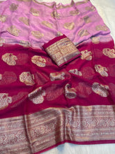 Load image into Gallery viewer, Mellifluous Function Wear Double Shaded Viscose Georgette Jari Work Fancy Saree With Blouse Piece
