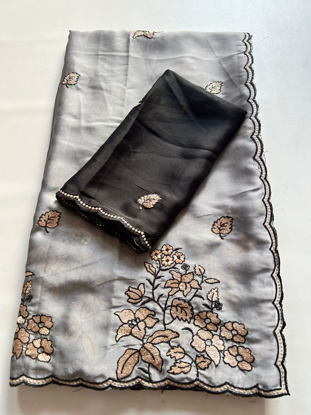 Whimsical Wedding Wear Rangoli Silk Embroidery n Cut Work Border Fancy Saree With Contrast Blouse Piece