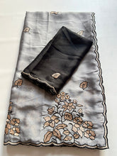 Load image into Gallery viewer, Whimsical Wedding Wear Rangoli Silk Embroidery n Cut Work Border Fancy Saree With Contrast Blouse Piece
