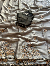 Load image into Gallery viewer, Whimsical Wedding Wear Rangoli Silk Embroidery n Cut Work Border Fancy Saree With Contrast Blouse Piece
