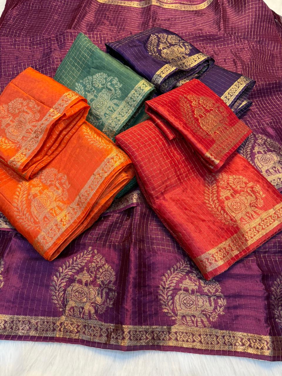 Traditional Function Wear Viscose Tissue Silk Zari Weaving Work Fancy Designer Saree With Matching Blouse