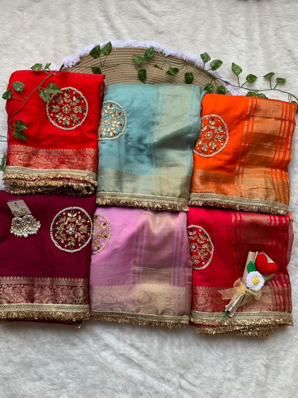 Incomparable Wedding  Wear Satin Silk Handwork n Jacquard Weaving Border Saree With Blouse Piece