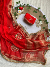 Load image into Gallery viewer, Incomparable Wedding  Wear Satin Silk Handwork n Jacquard Weaving Border Saree With Blouse Piece
