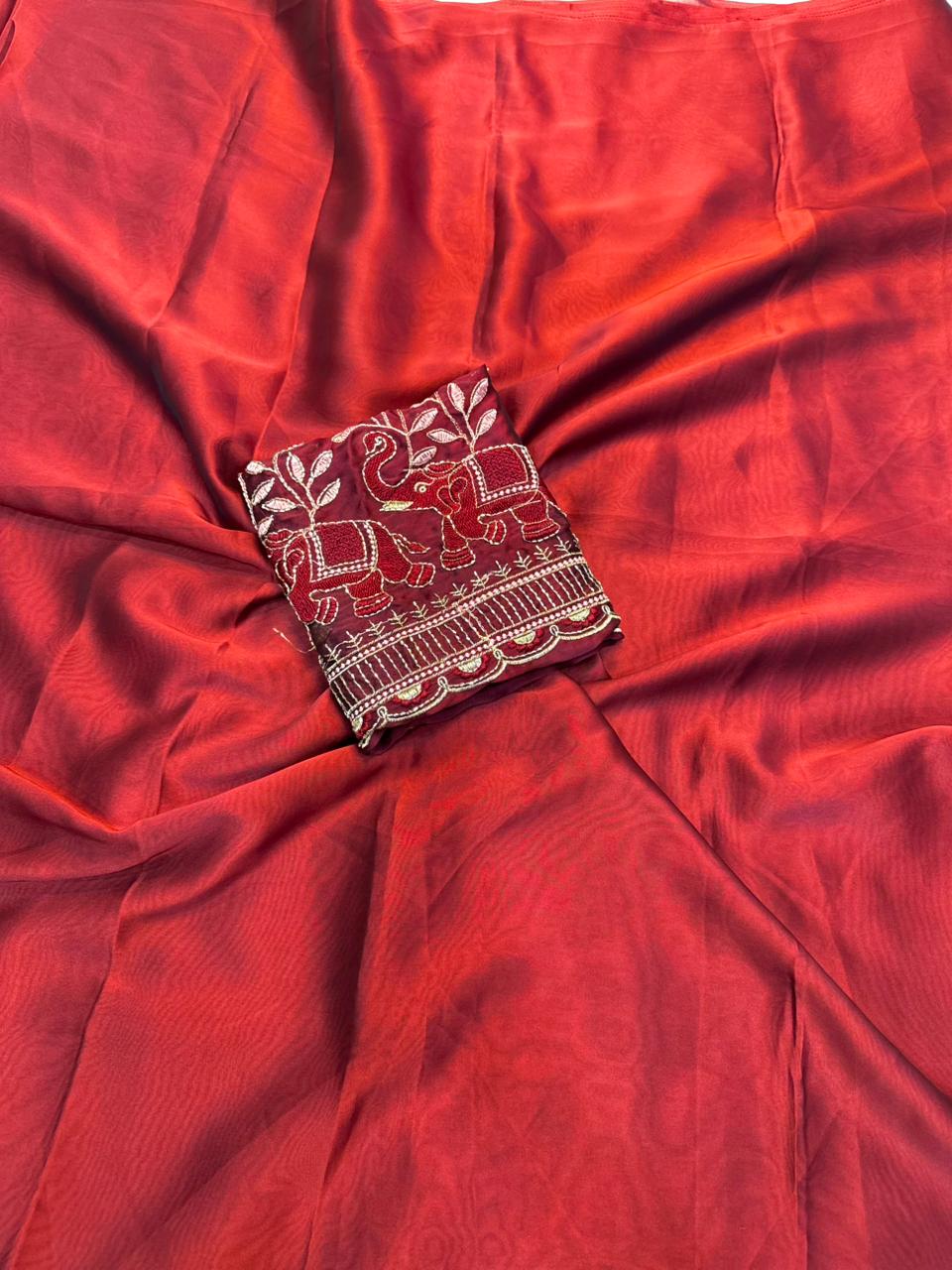 Attractive Function Wear Rangoli Silk Sequence n Beads Work Saree With Blissful Blouse Piece
