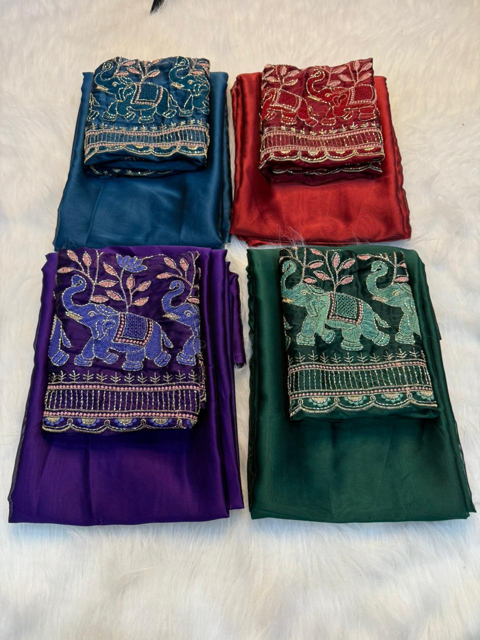 Attractive Function Wear Rangoli Silk Sequence n Beads Work Saree With Blissful Blouse Piece