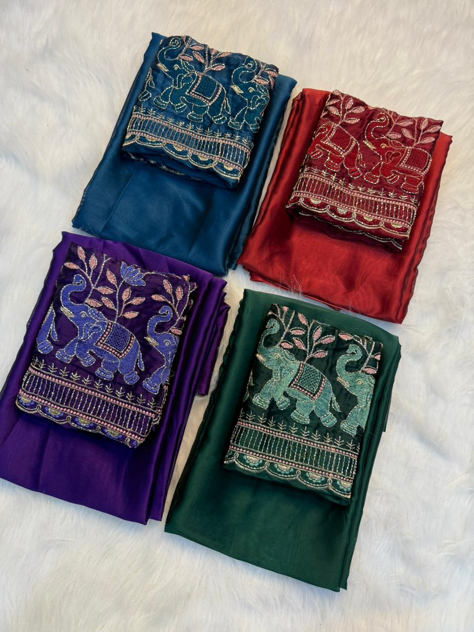 Attractive Function Wear Rangoli Silk Sequence n Beads Work Saree With Blissful Blouse Piece