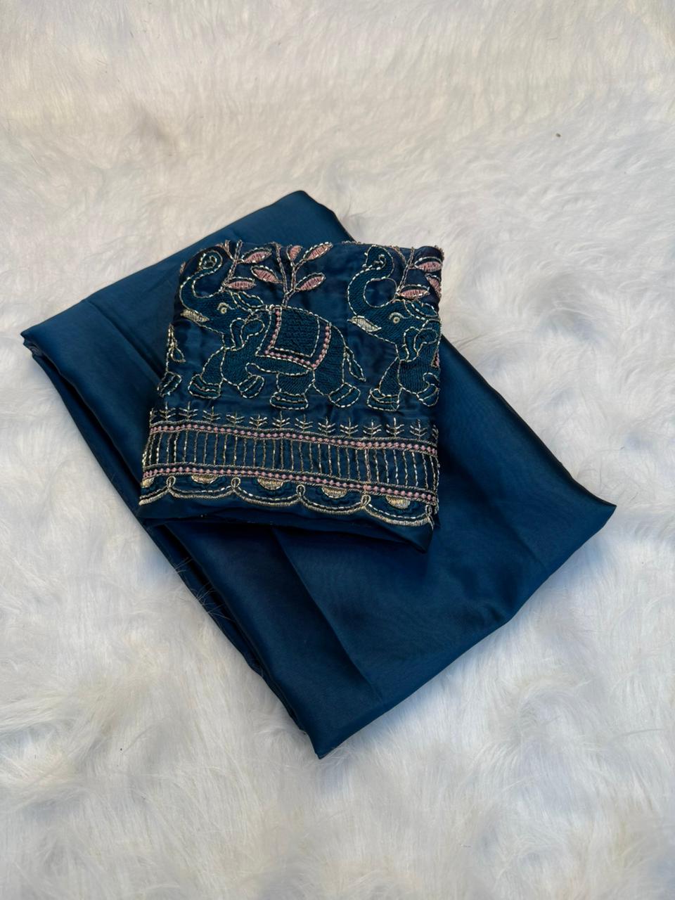 Attractive Function Wear Rangoli Silk Sequence n Beads Work Saree With Blissful Blouse Piece